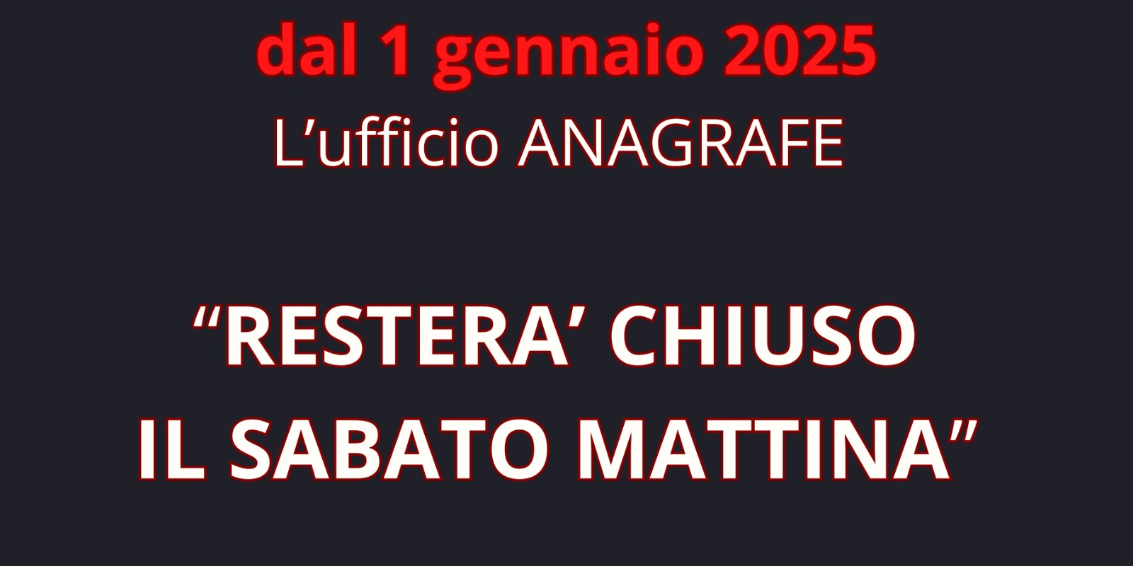 Chiusura ufficio demografici